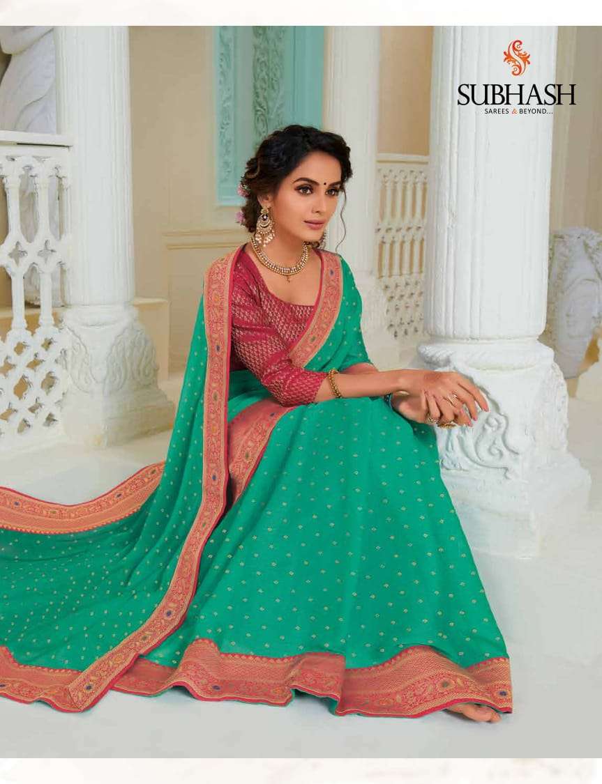 Subhash sarees DARK RANI 10306-Georgette zari butti saree with blouse at Rs  1882/piece in Surat