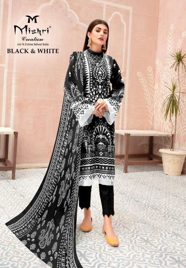 black and white cotton salwar kameez