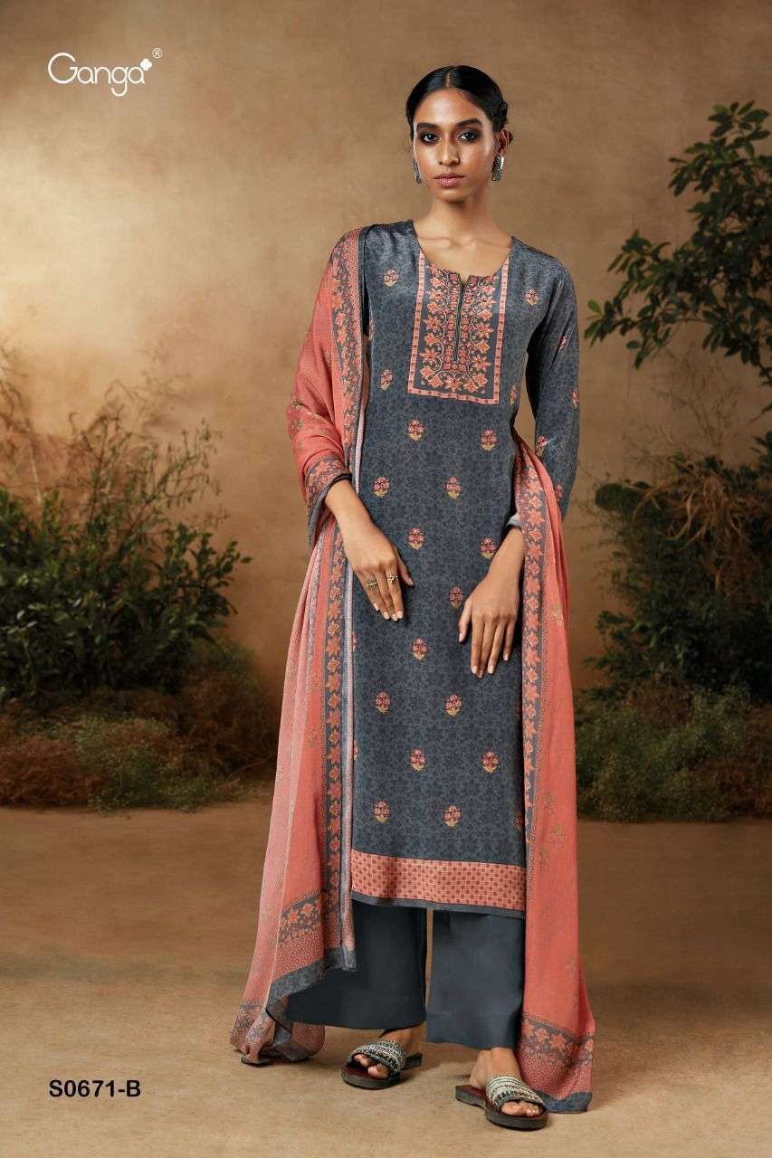 Ganga Inna S1306 Wholesale Premium Cotton With Embroidery Dress Material -  textiledeal.in
