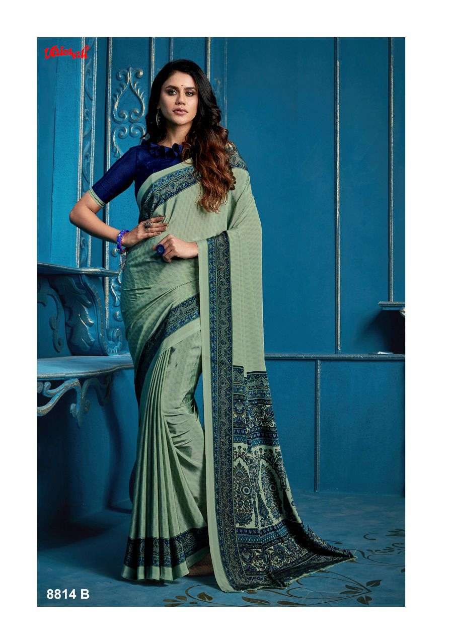 Uniform Sarees Corp Ash Navy Blue Women's Premium Italian Silk Paisley  Print Catering (ANY) Uniform Sarees With Blouse Piece : Amazon.in: Fashion