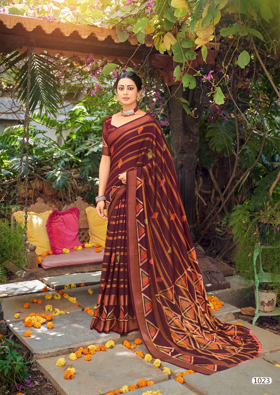 Garden Vareli Printed Nara Chiffon Saree – Siri Collections