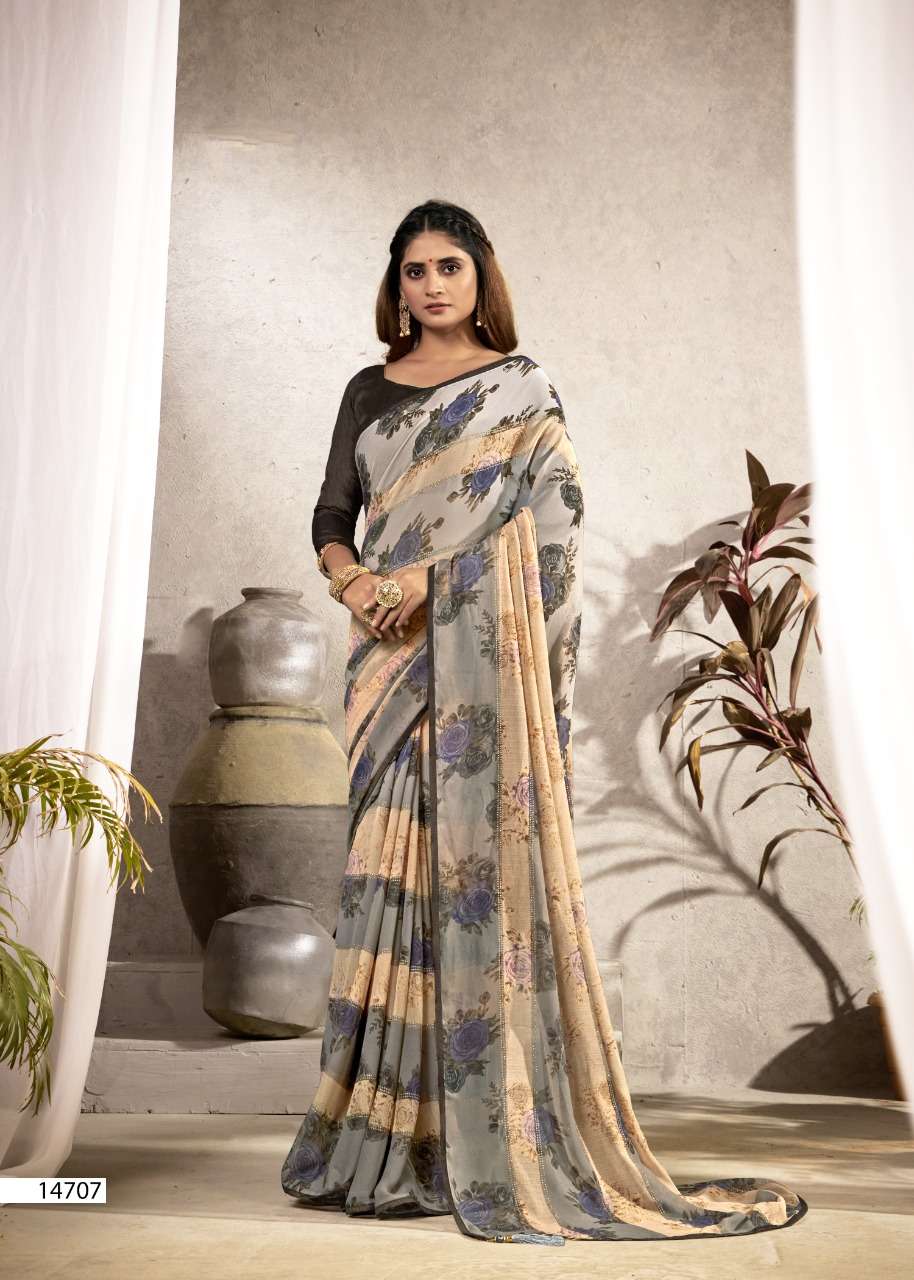 SONIYA BY VALLABHI PRINTS 14701 TO 14708 SERIES GEORGETTE UNSTICHED SAREES  WHOLESALE 6 PCS