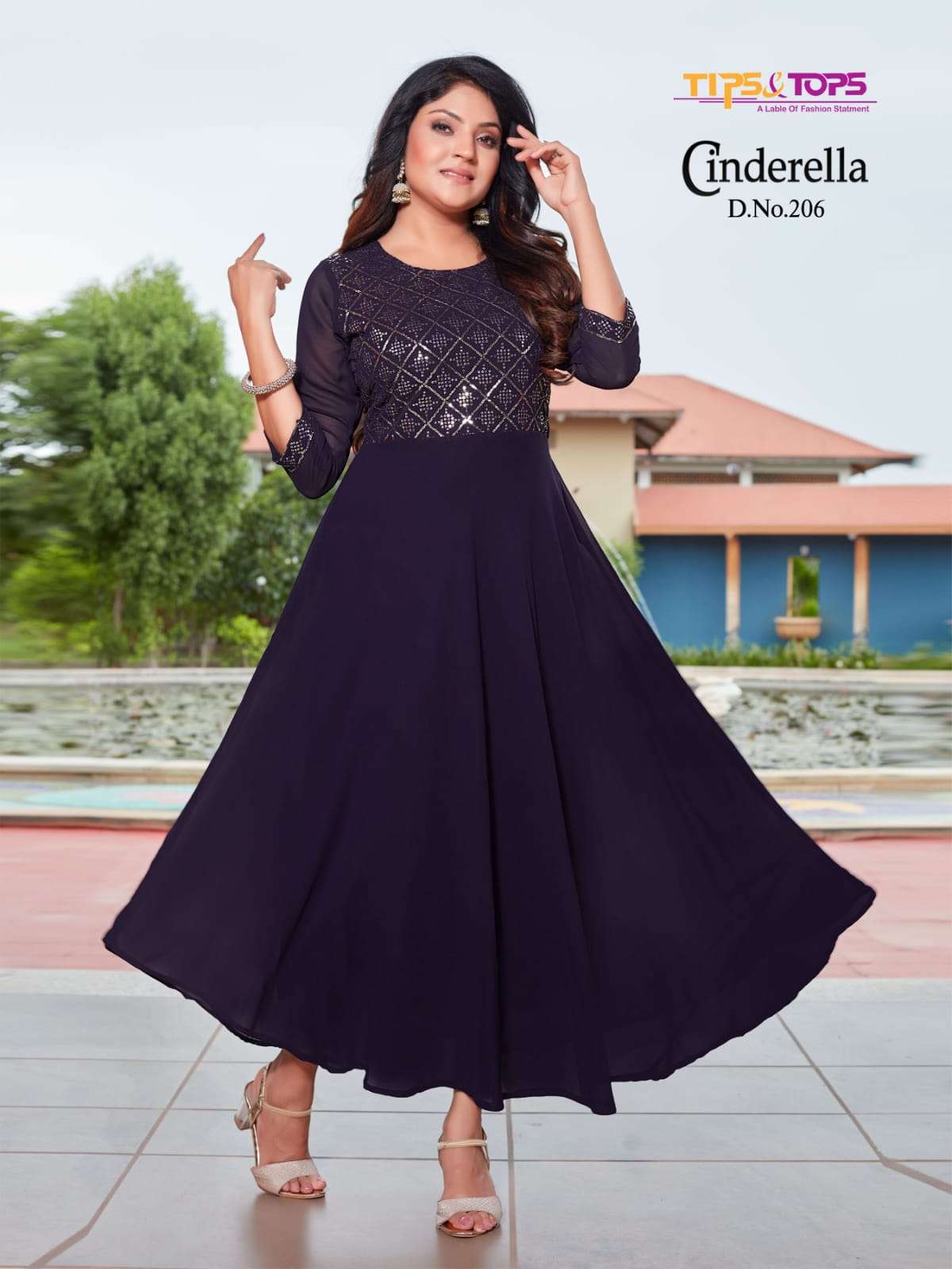 Designer Wine Gown Cindrella Tips And Tops Designer Wear Single Fullset  Wholesale at Rs 899, Ladies Gown in Surat