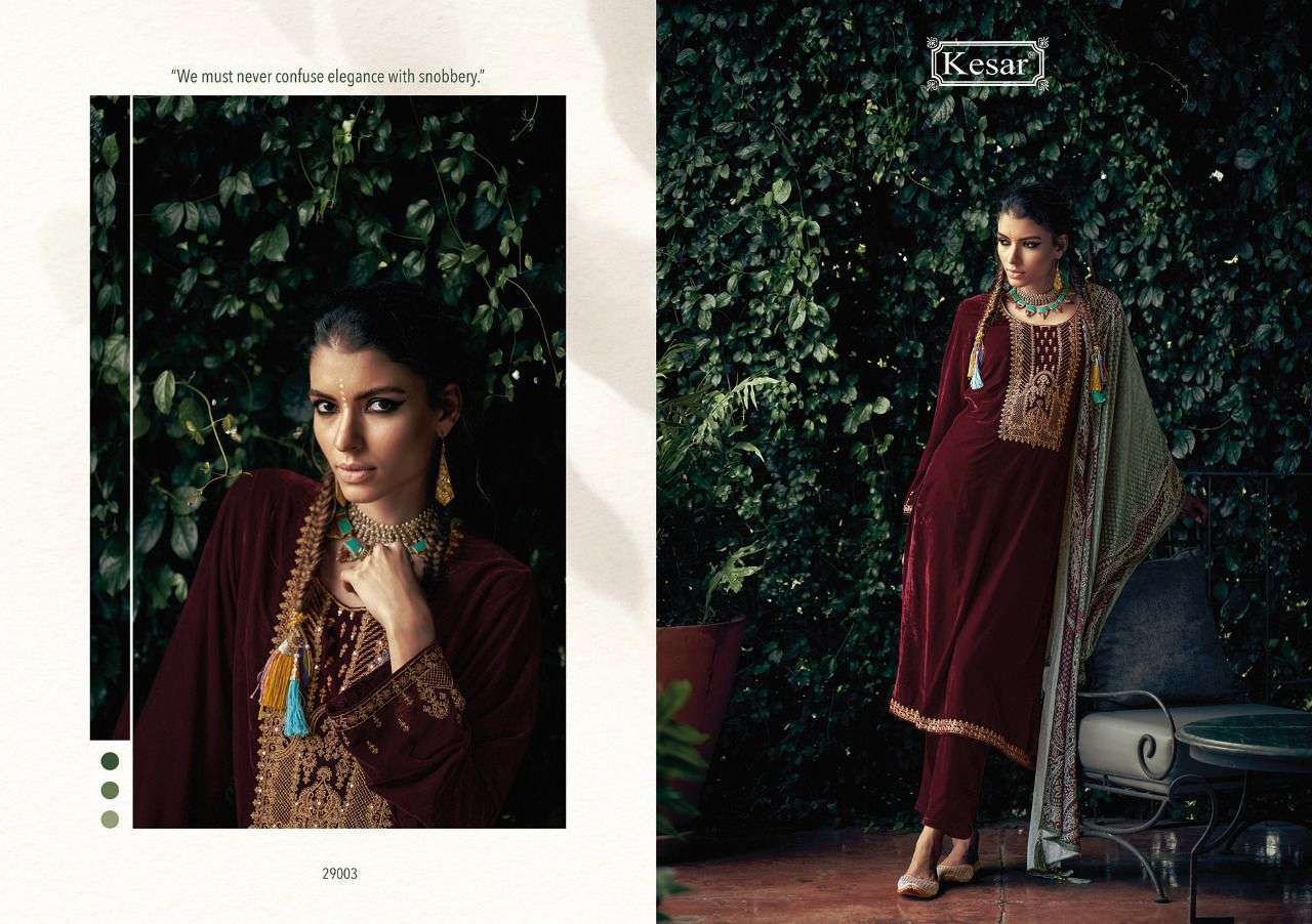 GUL A GULDASTA SERIES 209 BY KESAR DESIGNER WITH EMBROIDERY WORK VISCOSE  VELVET SUITS ARE AVAILABLE AT WHOLESALE PRICE