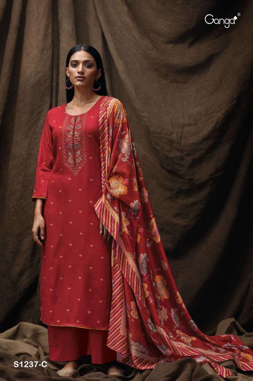 Brownish Grey Embroidered Pashmina Suit Set – Kalasheel