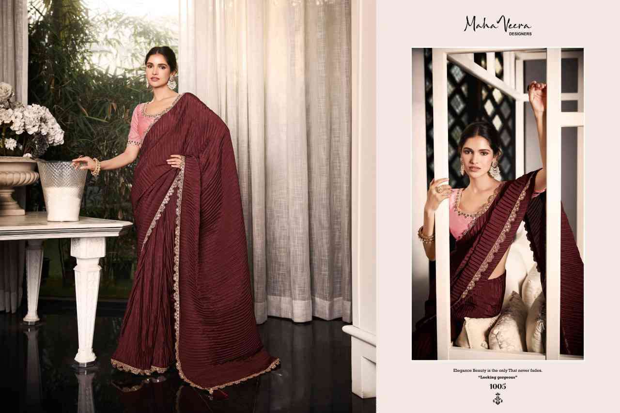 Seemaya Veera 1001-1008 Series Vichitra Silk Diamond Work Sarees Collection  Online Wholesalers