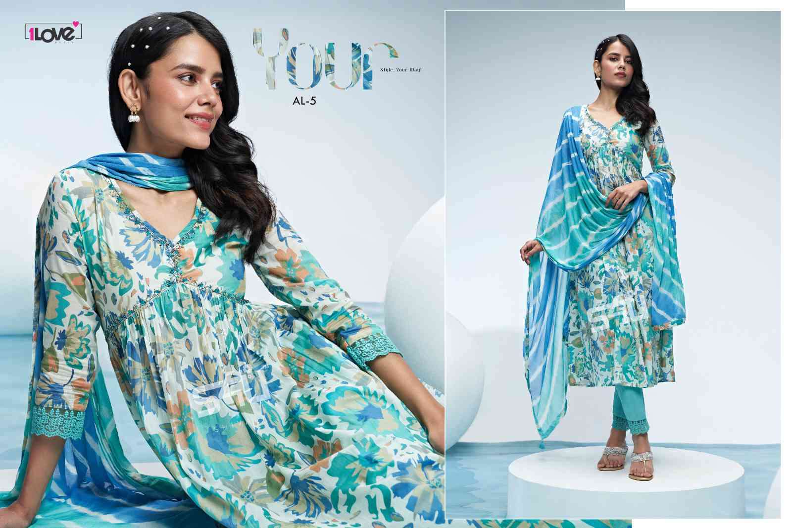 1Love Khwaab Vol 1 Fancy Linen kurti pant Dupatta Set New Collection