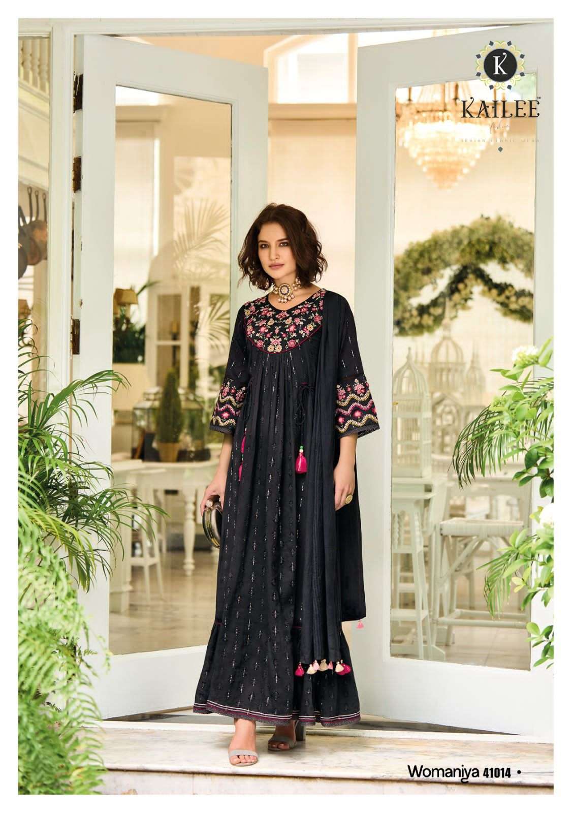 Party Wear Faux Blooming Gown with Sequins work - Aazuri