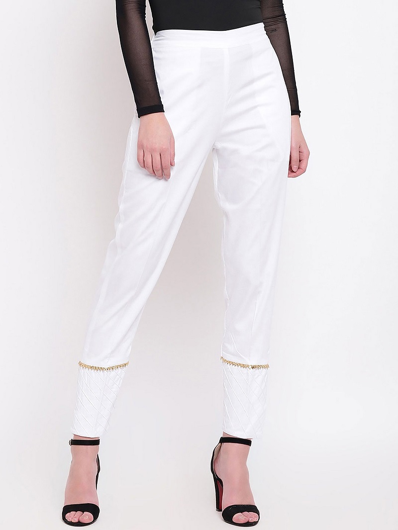Buy Women Regular Fit Solid Trousers White Solid Cotton for Best Price  Reviews Free Shipping