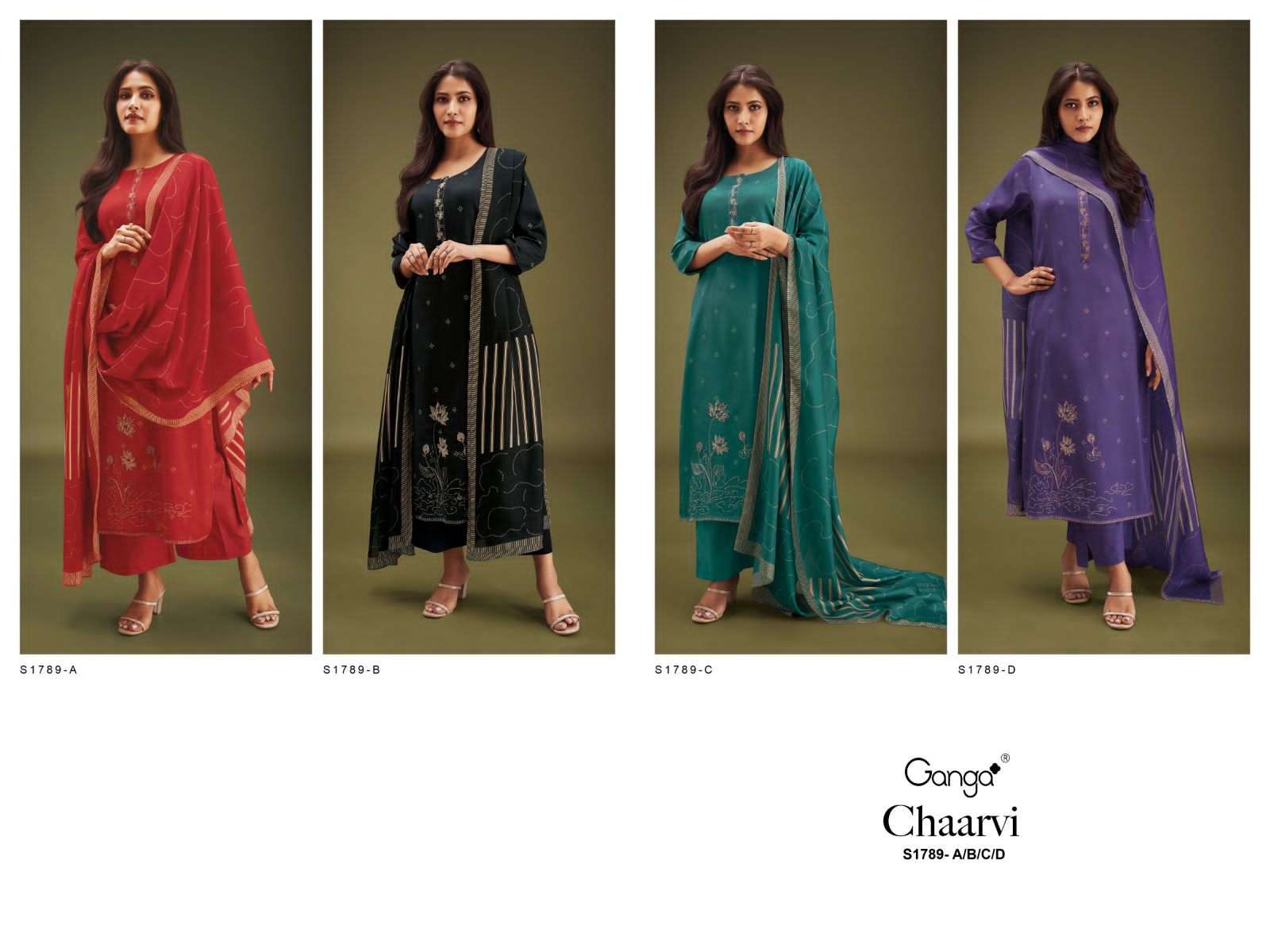 CHAARVI 1789 BY GANGA FASHION COTTON UNSTICHED SALWAR SUITS