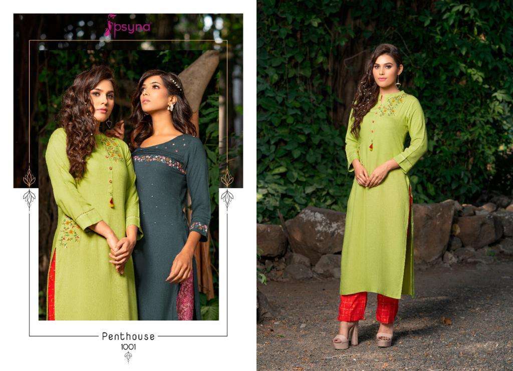 PENTHOUSE BY PSYNA RAYON FULL STICHED KURTIS WHOLESALE 10 PCS