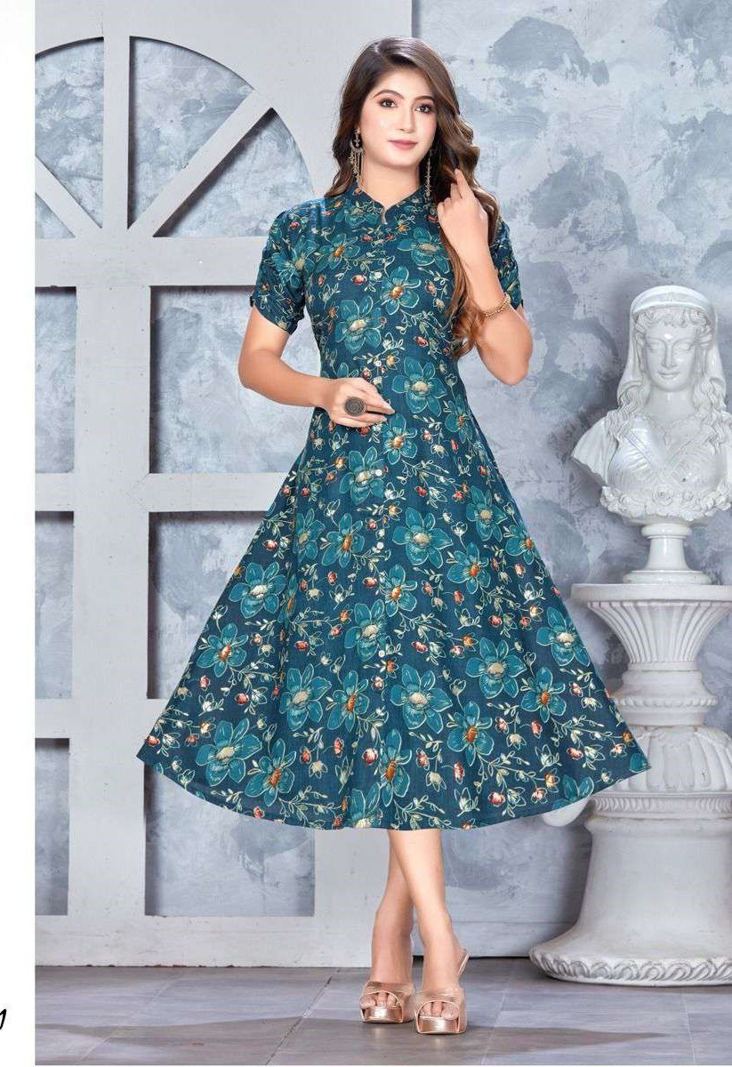 Shadi's Pure Cotton Hand printed knee length frill kurtis Fabric: Pure  Cotton Sizes : M-L-XL-2XL-3XL Chest: 38-40-42-44- 46 Waist:… | Instagram