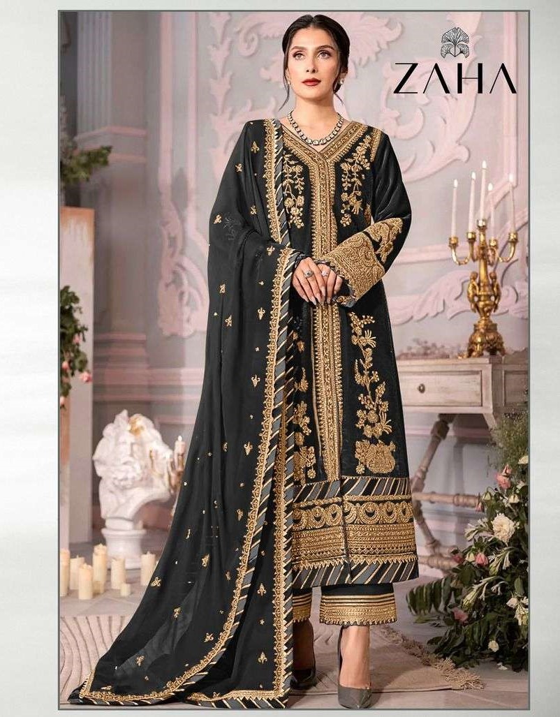 Zaha 10119 Hit Design Brown Semi Stitched Georgette Pakistani Suit