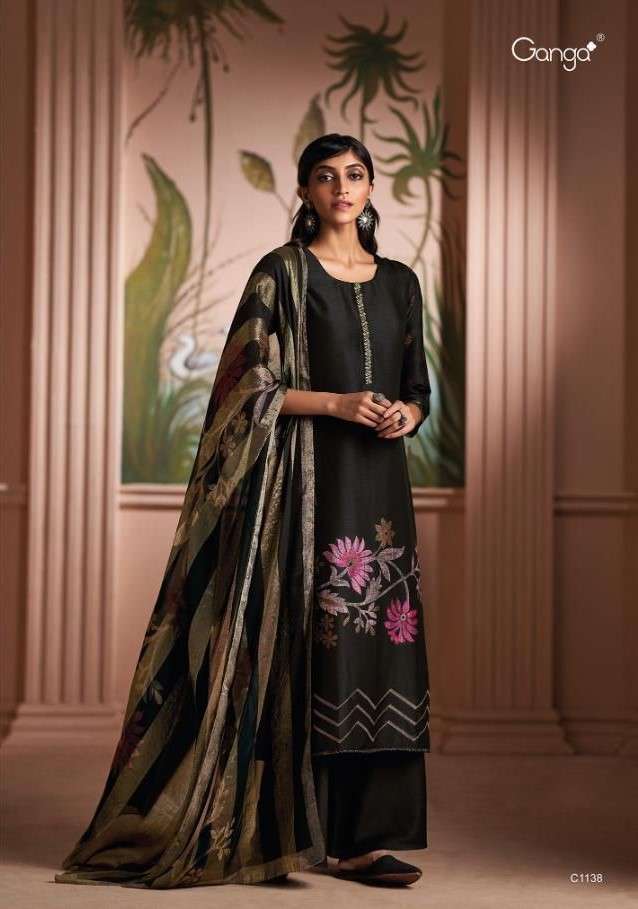 Ganga Fashions Lila Pashmina 6Pcs Winter Salwar Suit Set