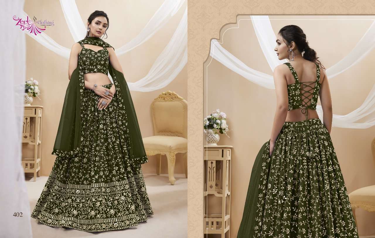 FLORAL 2 - CATALOG # 38077 (SET OF 9 LEHENGAS (SEMI-STITCHED)) MADE IN  INDIA BY ZEEL CLOTHING