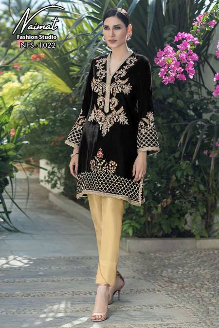 Naimat NFS 1023 Fancy Velvet Kurti Bottom Pant Set New Collection in surat