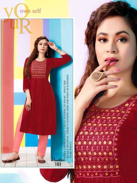 HEENA BY FASHION TALK 7347-A TO 7347-F SERIES RAYON KURTIS