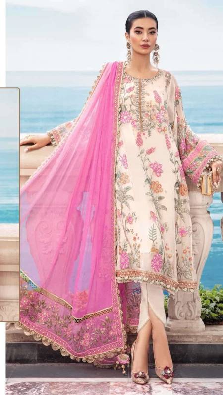 R-549 HIT DESIGN BY RAMSHA GEORGETTE PAKISTANI SEMI STICHED SALWAR