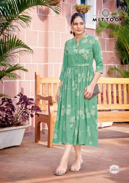 Mittoo Belt Vol 14 Fancy Rayon Printed Kurti Collection