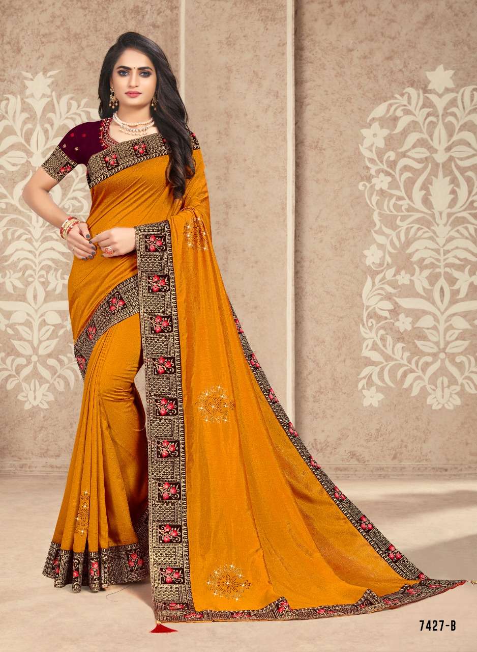 ANJANI BY INDIAN WOMEN 7427-A TO 7427-F SERIES SAREES WHOLESALE 6 PCS