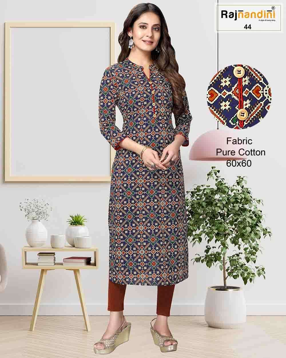 PRINT VOL-17 BY RAJNANDINI SERIES COTTON KURTIS WHOLESALE 4 PCS