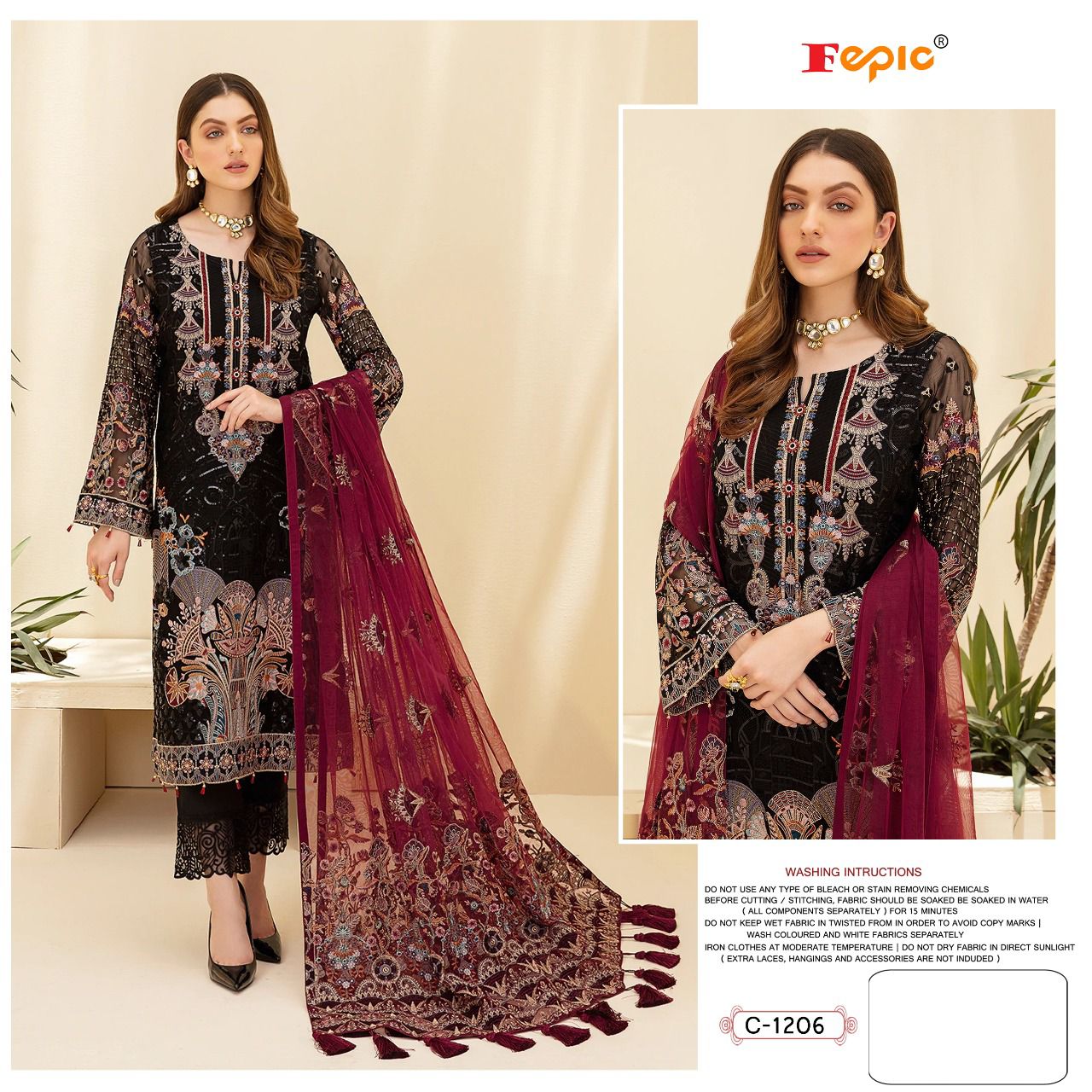 ROSEMEEN C 1206 BY FEPIC HIT DESIGN BY FEPIC GEORGETTE UNSTICHED SALWAR ...