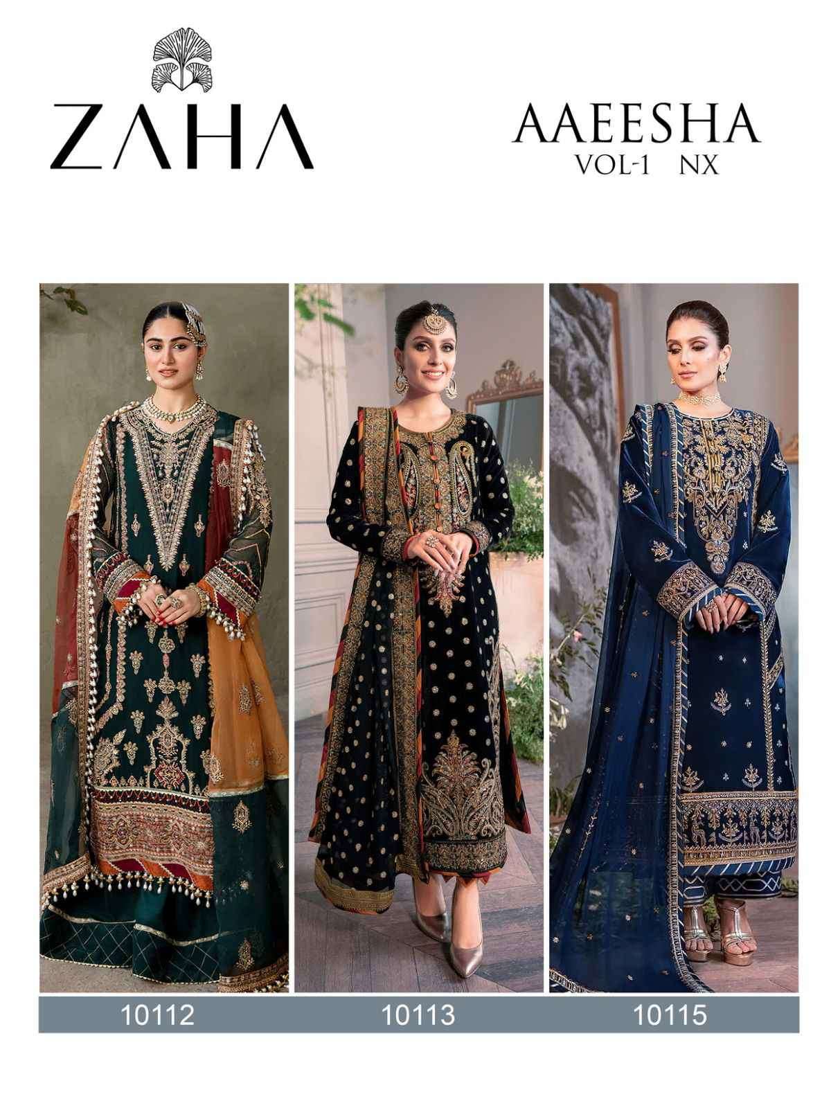 AAEESHA VOL 1 NX BY ZAHA GEORGETTE PAKISTANI UNSTICHED SALWAR SUITS ...