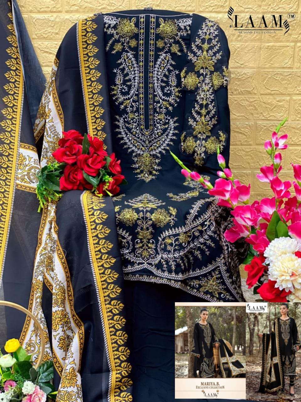 MARIA. B BY AL LAAM COTTON PAKISTANI SEMI STICHED SALWAR SUITS ...