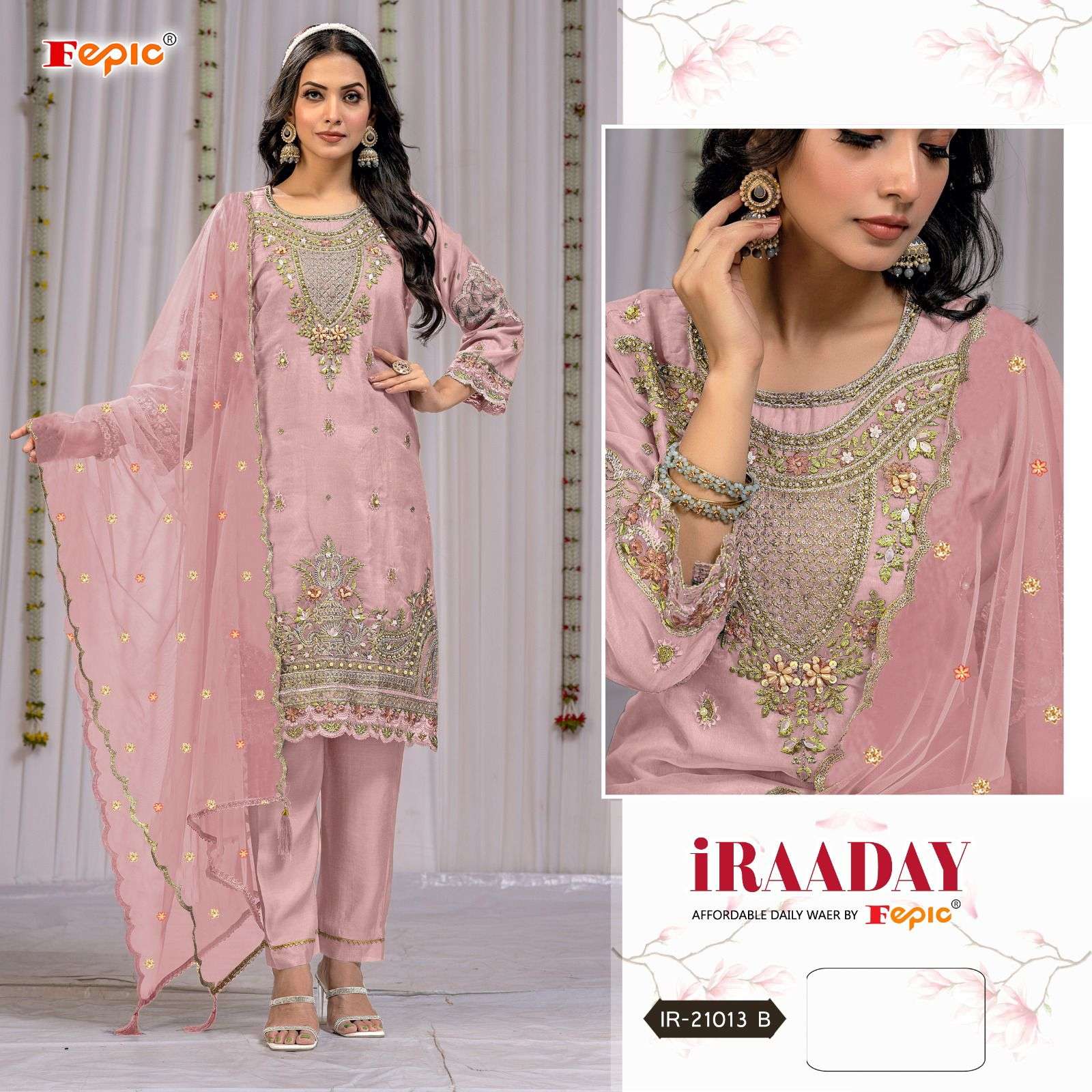 IR-21013 COLOURS BY FEPIC ORGANZA PAKISTANI UNSTICHED SALWAR SUITS ...